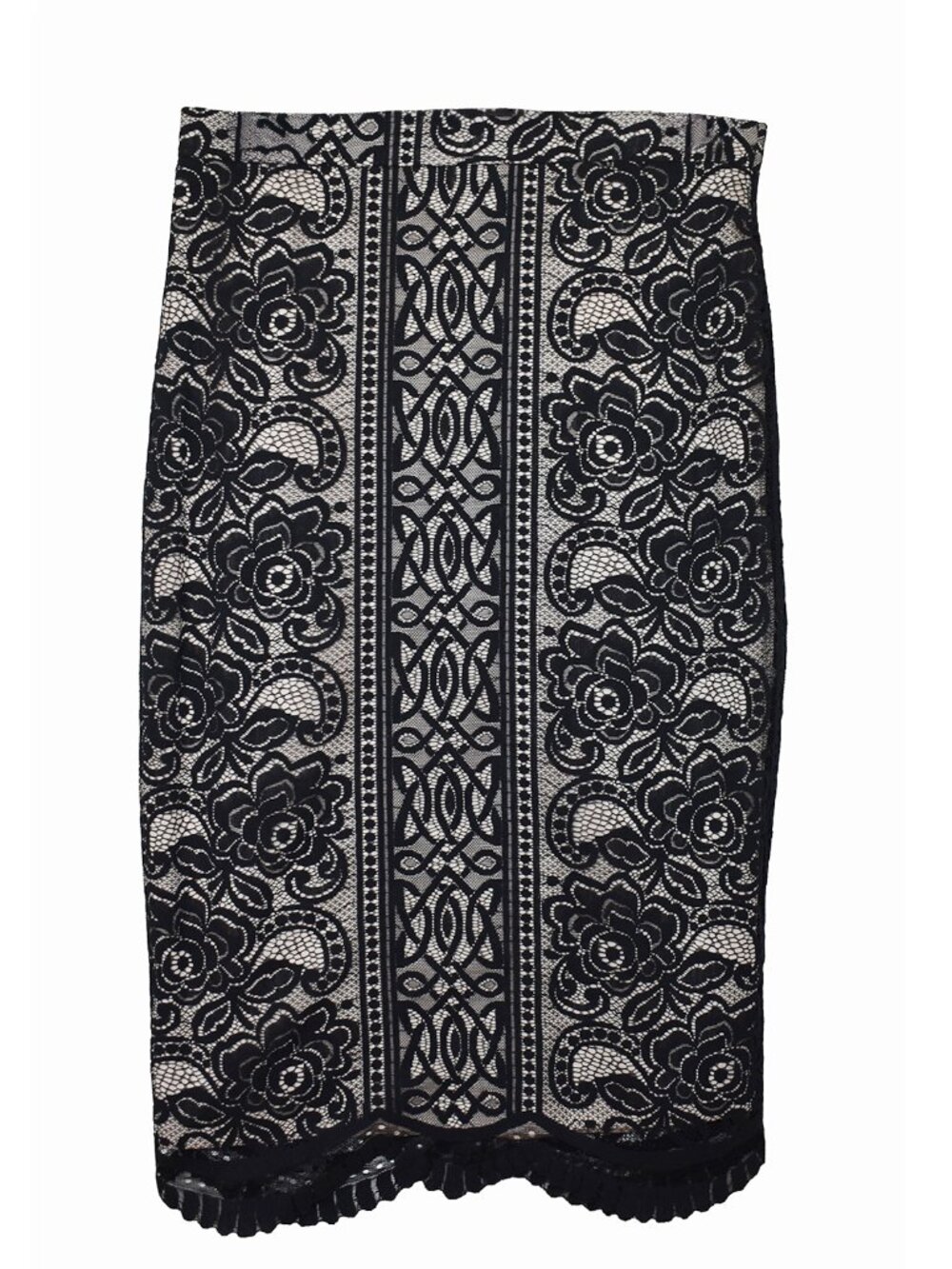 Women’s Black Lace 2-Piece Outfit Short Sleeve Top & Pencil Skirt Size M - Picture 7 of 8